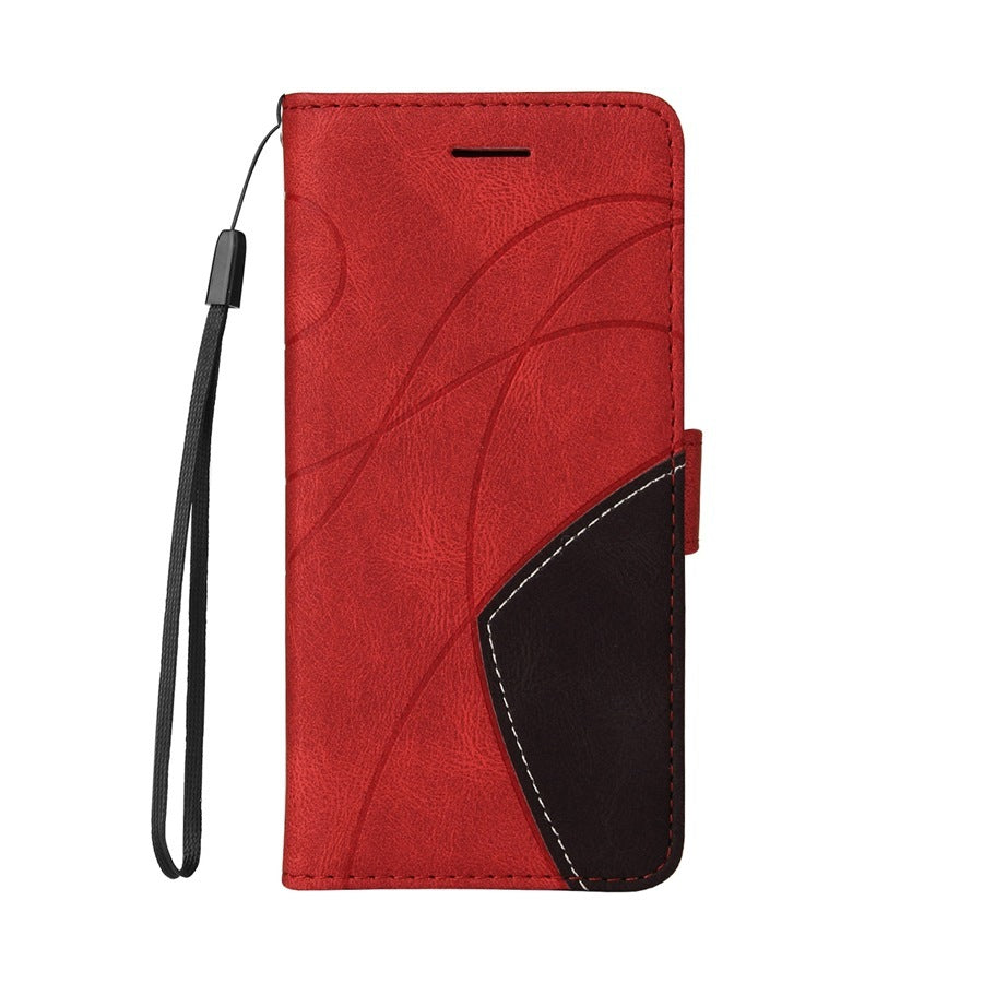 Applicable Leather Case Two-color Patchwork Mobile Phone Protective Case - Two-color Leather Phone Protective Case