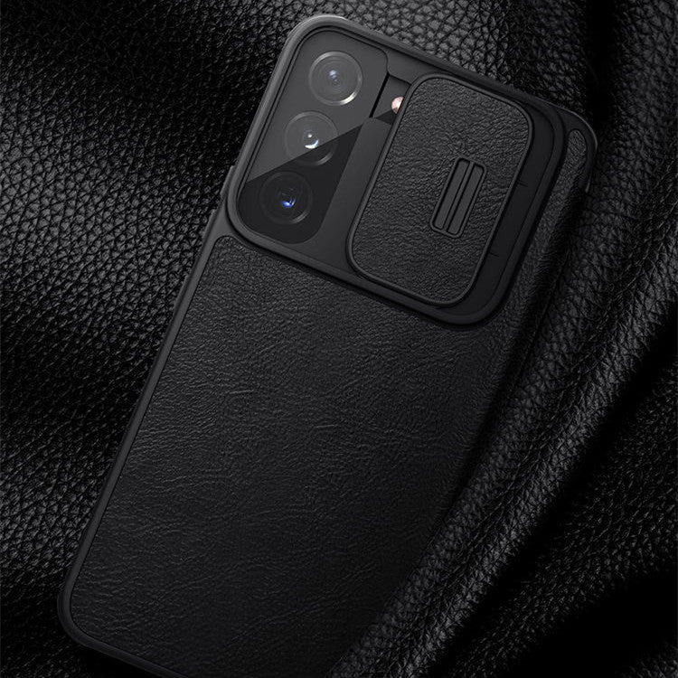 Flip Cover Phone Case for Qin Series PRO in Black and Light Green - Pro Leather flip cover phone case