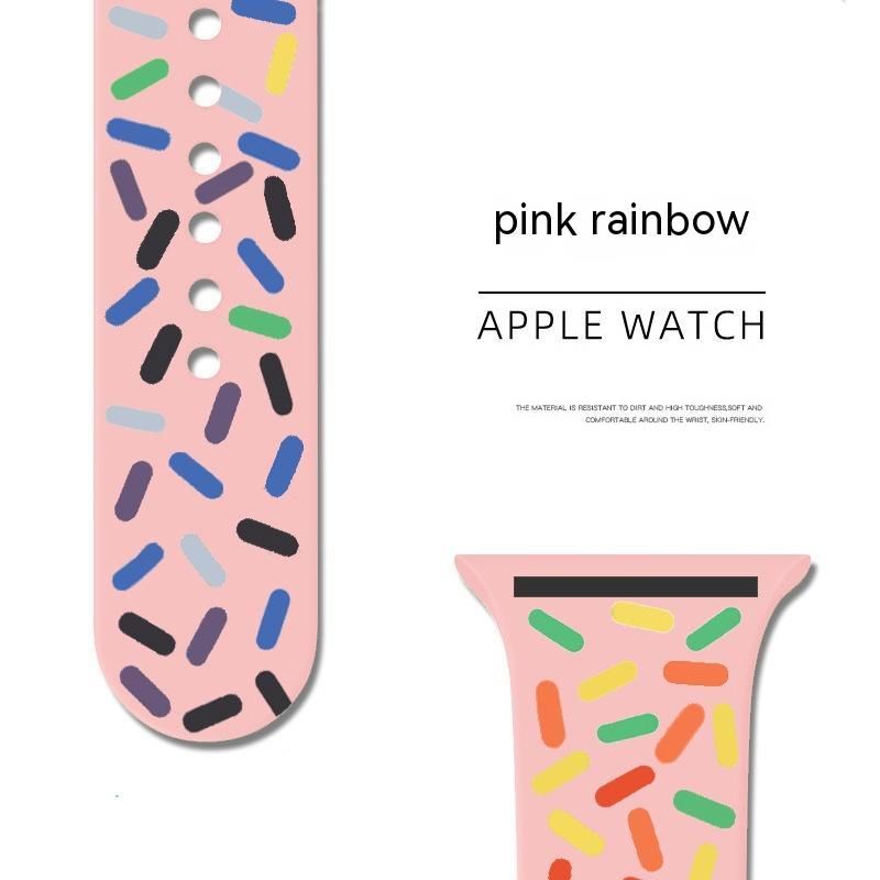 Applicable Silicone Strap for Smart Watch Rainbow Collection with Color Options - applicable silicone strap smart watch