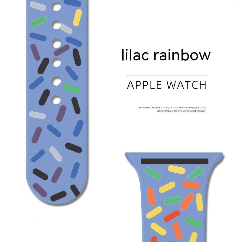 Applicable Silicone Strap for Smart Watch Rainbow Collection with Color Options - applicable silicone strap smart watch