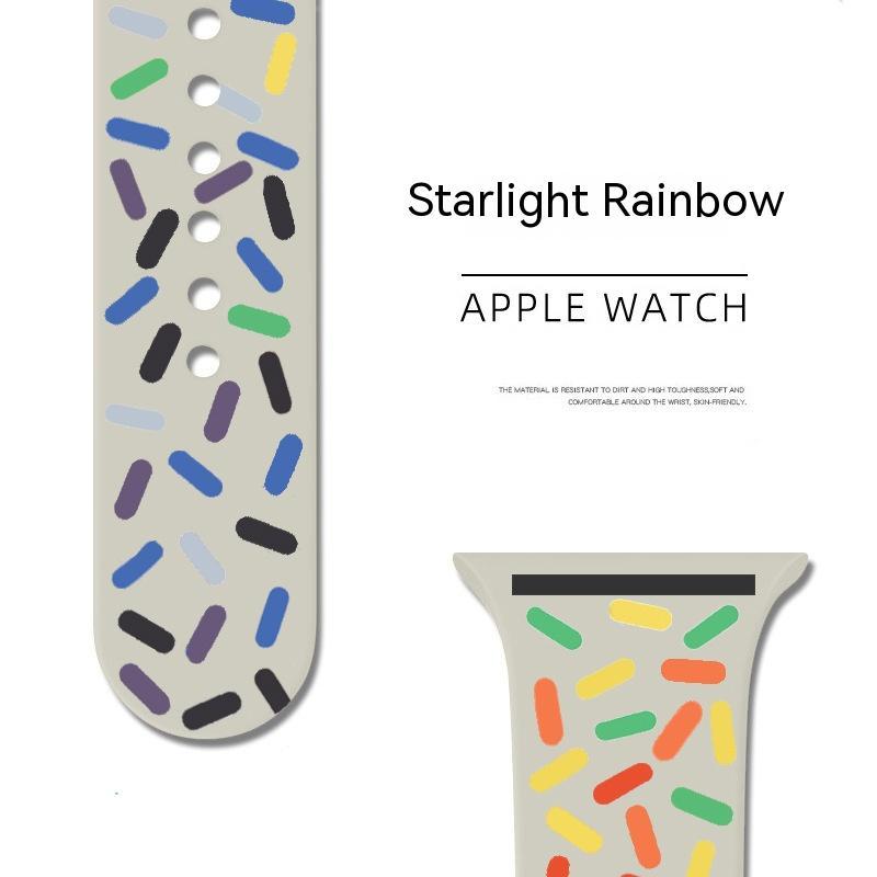 Applicable Silicone Strap for Smart Watch Rainbow Collection with Color Options - applicable silicone strap smart watch
