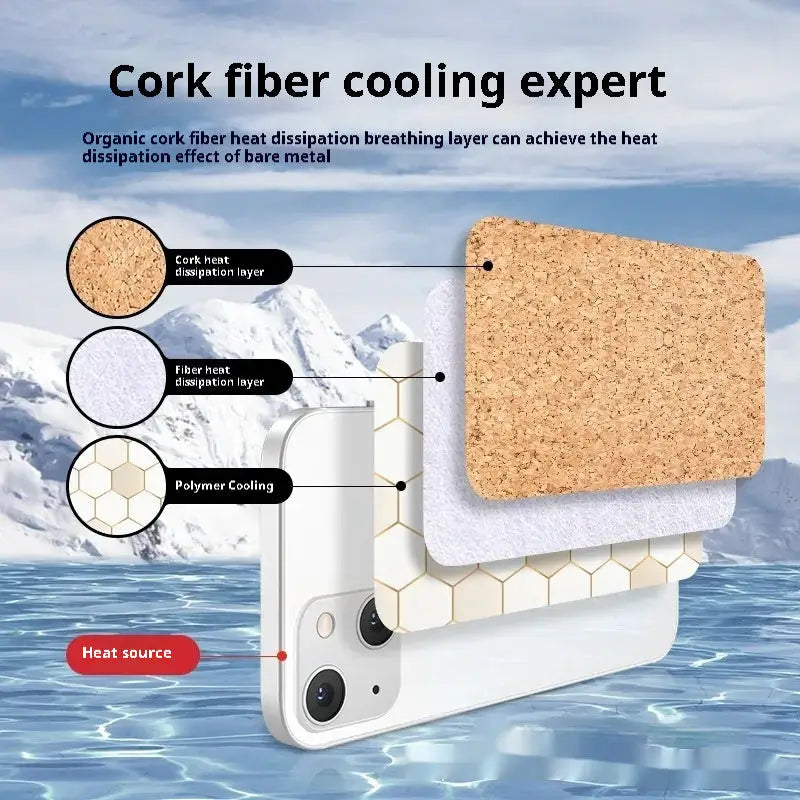 Heat Dissipation Phone Case Cork Silicone Anti-Wear Shockproof for Apple - 15Promax All-inclusive heat dissipation