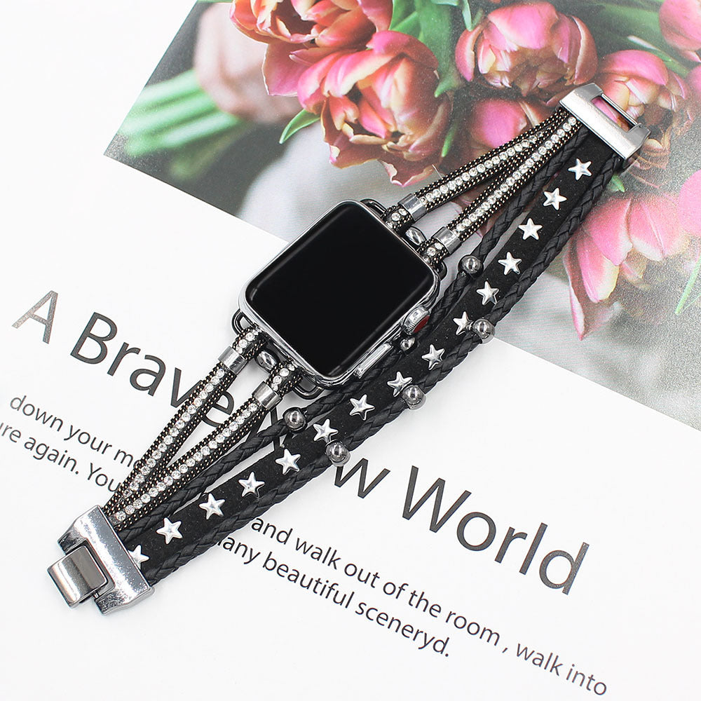 Applicable To Smart Letters Leather Watch Strap - Smart Letters Leather Watch Strap in Color White