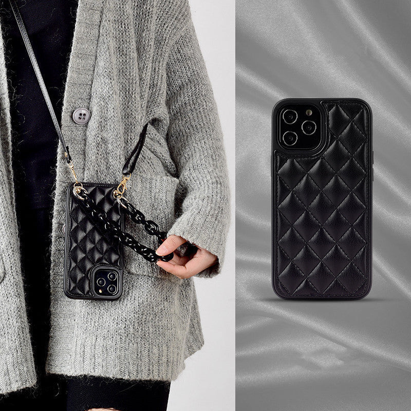 Leather diagonal strap phone case for iPhone 11 12 8 7 X XS XR Max Pro - Applicable Diagonal Strap Phone Case leather