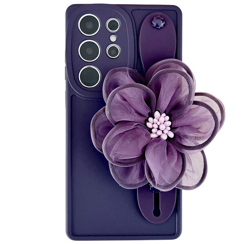 Applicable Wrist Strap Bracket Phone Case High-grade Flower - High-grade Flower Phone Case with Liquid Big Eyes