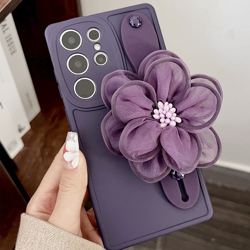 Applicable Wrist Strap Bracket Phone Case High-grade Flower - High-grade Flower Phone Case with Liquid Big Eyes