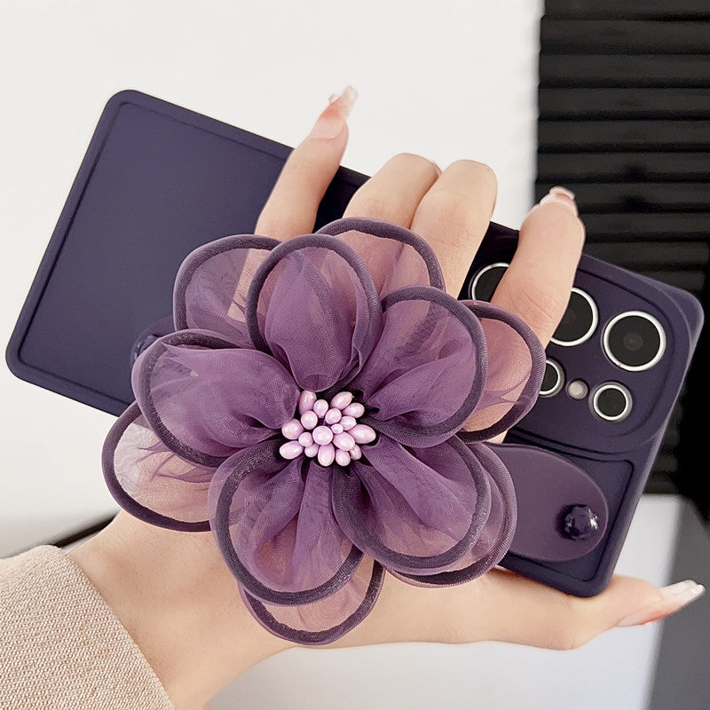 Applicable Wrist Strap Bracket Phone Case High-grade Flower - High-grade Flower Phone Case with Liquid Big Eyes