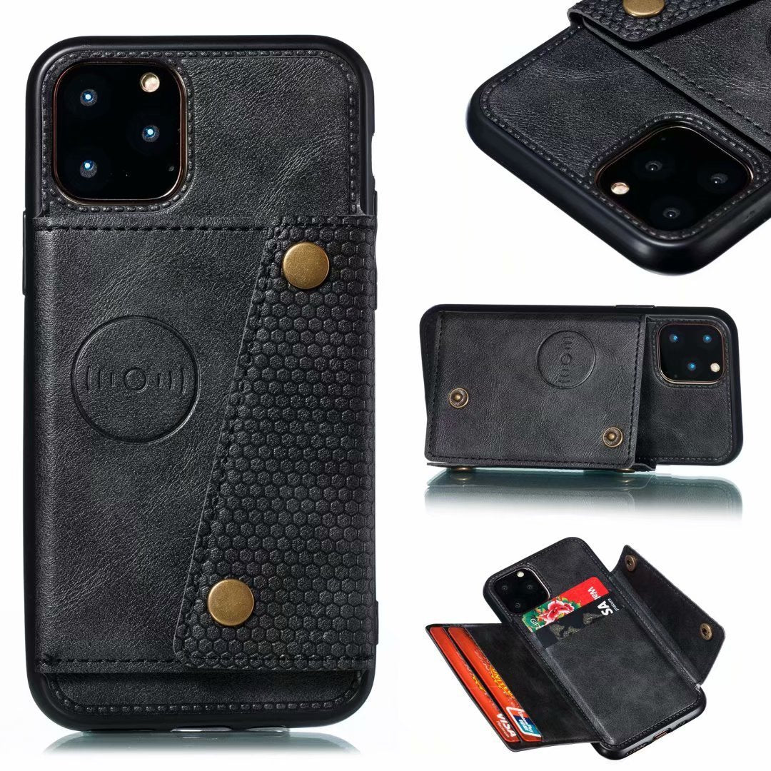 Applique Leather Double Buckle Phone Case - Applique Leather Double Buckle Phone Case for Redmi Note