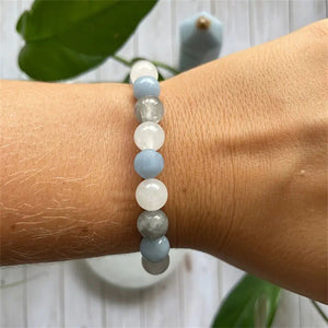 Aquamarine Natural Stone Bracelet Men And Women Same Ins Style - Aquamarine Natural Stone Bracelet for Men and Women