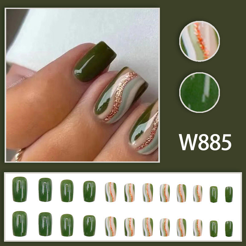 Army Green Corrugated Lines Nail Art Set with European Style Ins Design - Teleplus for army green corrugated lines nail