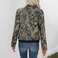 Army Green Floral Print Long Sleeve Shirt for Women Polyester Casual Top - Teleplus