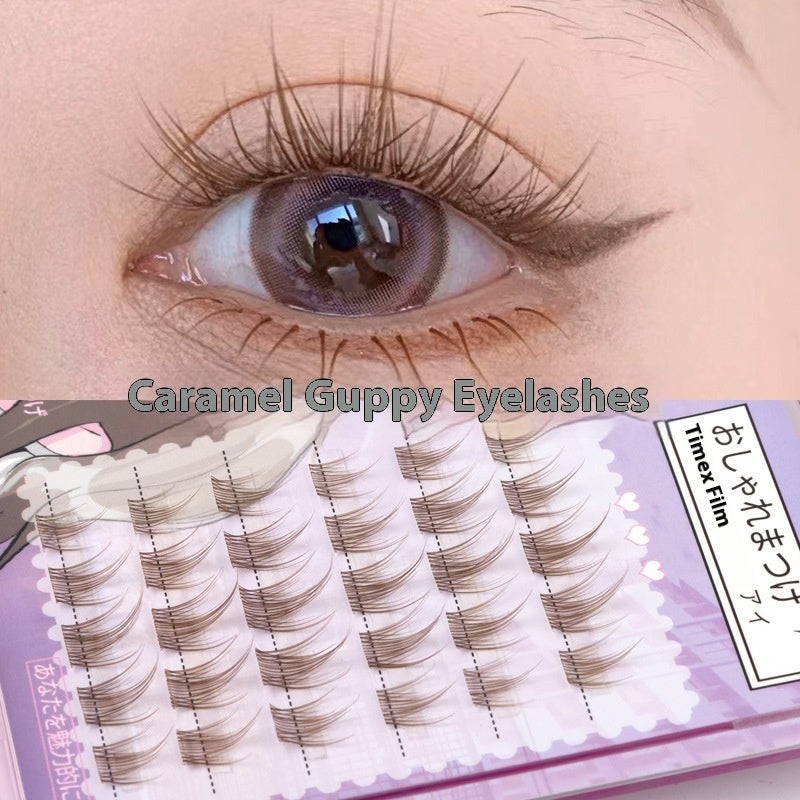 Artificial Fiber Guppy False Eyelashes in Caramel and Black for Lashes - Teleplus segment caramel guppy false eyelashes