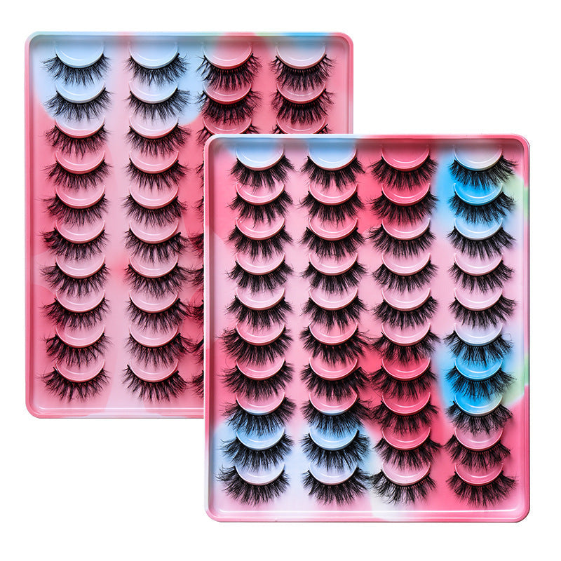 Artificial Mink Hair Eyelashes 20 Pairs Handmade Colorful Eyelash Set - Teleplus artificial mink hair eyelashes handmade