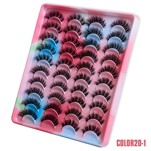 Artificial Mink Hair Eyelashes 20 Pairs Handmade Colorful Eyelash Set - Teleplus artificial mink hair eyelashes handmade