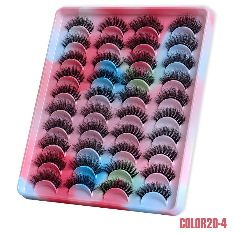 Artificial Mink Hair Eyelashes 20 Pairs Handmade Colorful Eyelash Set - Teleplus artificial mink hair eyelashes handmade