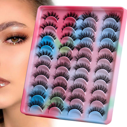 Artificial Mink Hair Eyelashes 20 Pairs Handmade Colorful Eyelash Set - Teleplus artificial mink hair eyelashes handmade