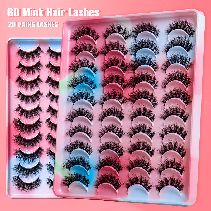 Artificial Mink Hair Eyelashes 20 Pairs Handmade Colorful Eyelash Set - Teleplus artificial mink hair eyelashes handmade