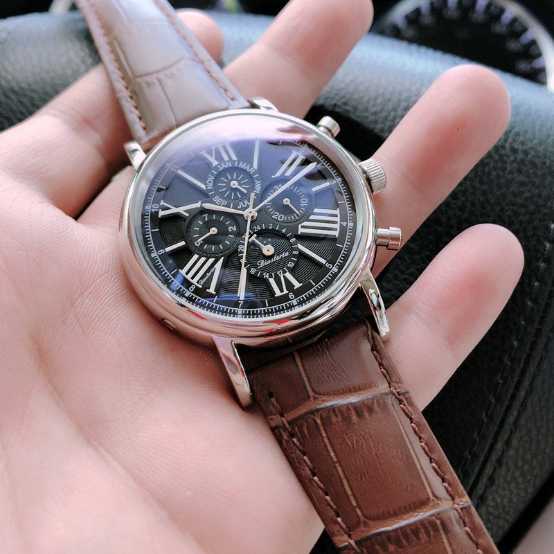 Automatic Domineering Fashion Watch with Leather Bridge Strap Waterproof - for Bold Gentlemen automatic domineering