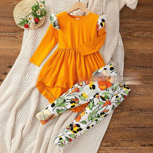 Pink and Yellow Cotton Pants Set for Kids United States Sizes CHF - Cozy Chic Tiny Tots in Flouncy Winter Style united