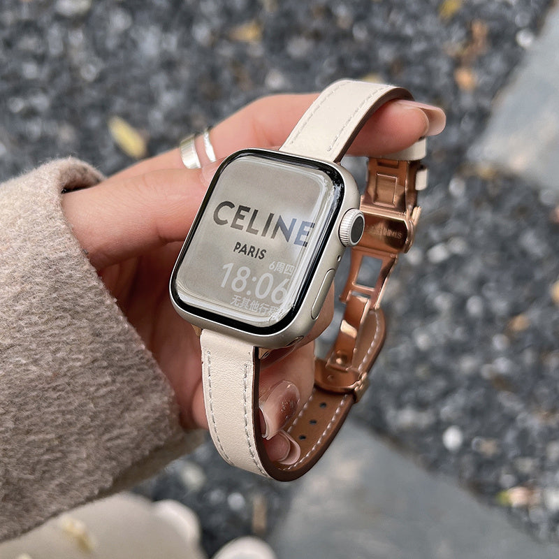 Korean Butterfly Buckle Leather Wallets with CHF in United States - Buckle-Leather Watch Strap Autumn Winter united