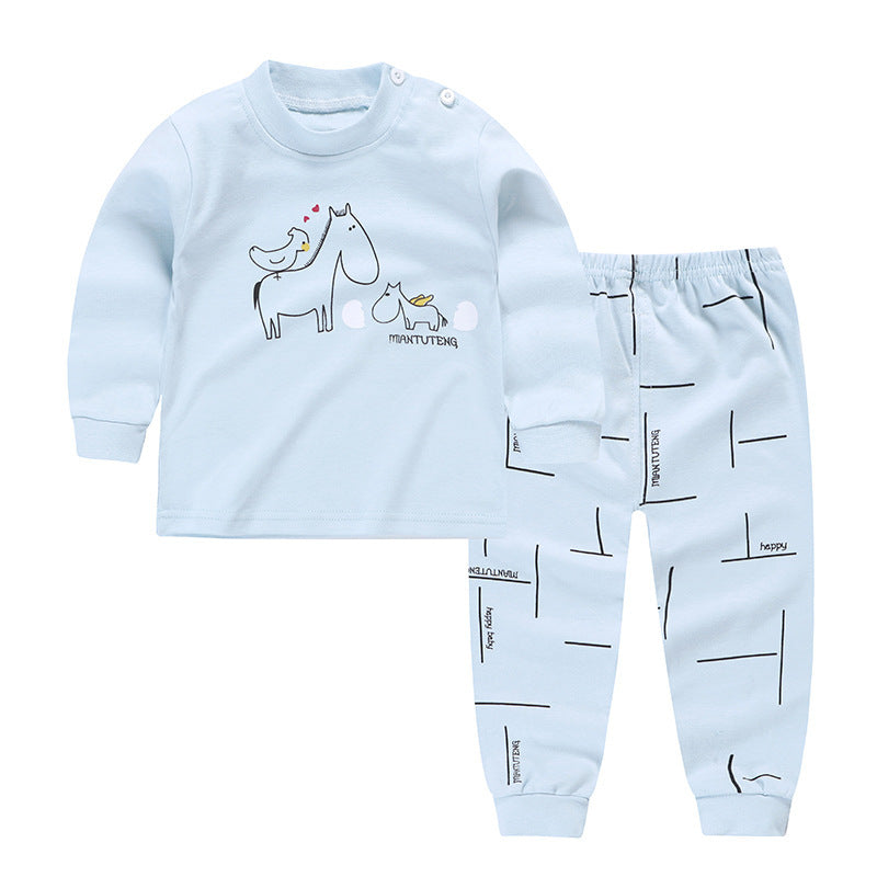 Autumn And Winter Pajamas Baby Autumn Clothes Long Trousers Girls’ Home Clothes Long Sleeves - Cozy Long Clothes