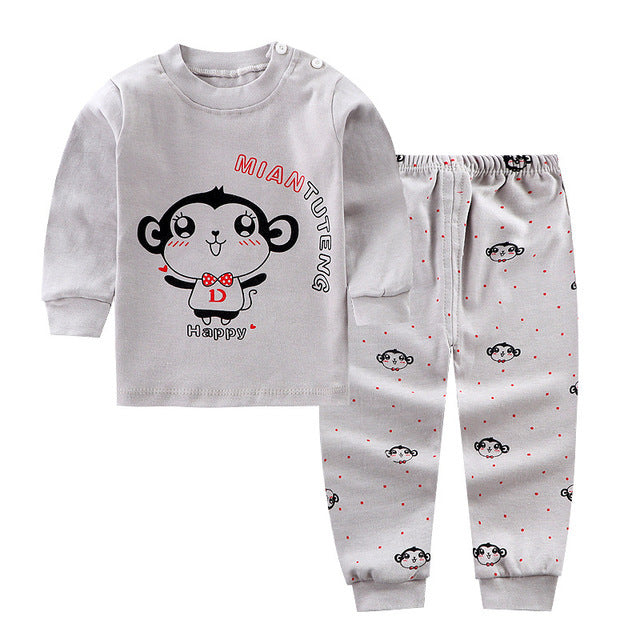 Autumn And Winter Pajamas Baby Autumn Clothes Long Trousers Girls’ Home Clothes Long Sleeves - Cozy Long Clothes