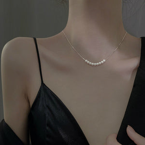 Electroplated Pearl Necklace with Silver Chain for Women USD CHF Gift - Stay Classy This Winter Our united states chf