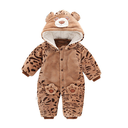 Autumn And Winter Thickening Outwear 0-1 Year Old Male And Female Baby Clothes Baby Bear Shape Jumpsuit - Autumn Winter