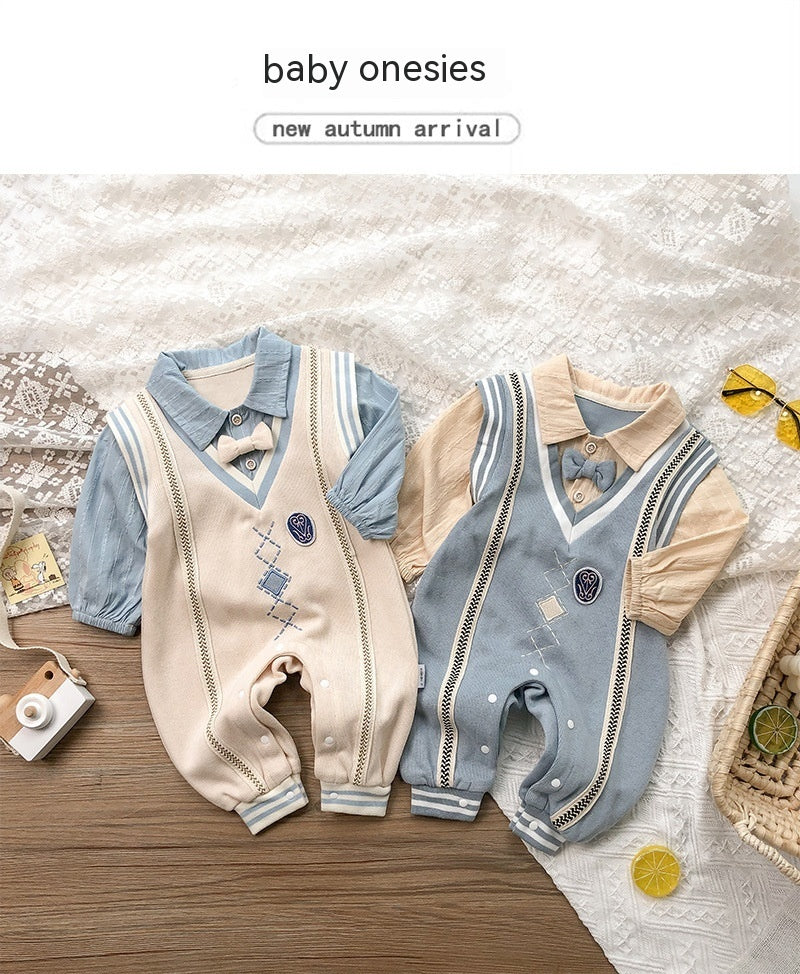 Autumn Baby One Month Old Jumpsuit Baby Boy Korean Style Long Sleeve - Autumn Baby Boy Korean Style Long Sleeve Jumpsuit