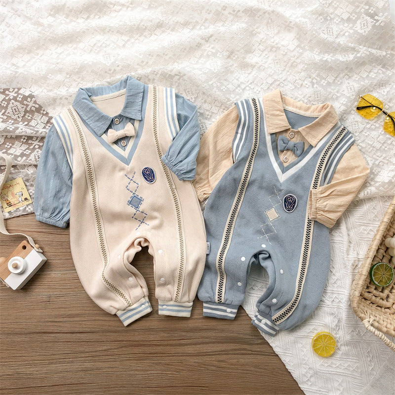 Autumn Baby One Month Old Jumpsuit Baby Boy Korean Style Long Sleeve - Autumn Baby Boy Korean Style Long Sleeve Jumpsuit