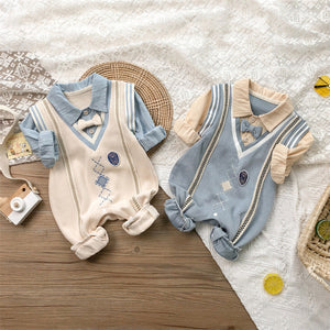 Autumn Baby One Month Old Jumpsuit Baby Boy Korean Style Long Sleeve - Autumn Baby Boy Korean Style Long Sleeve Jumpsuit