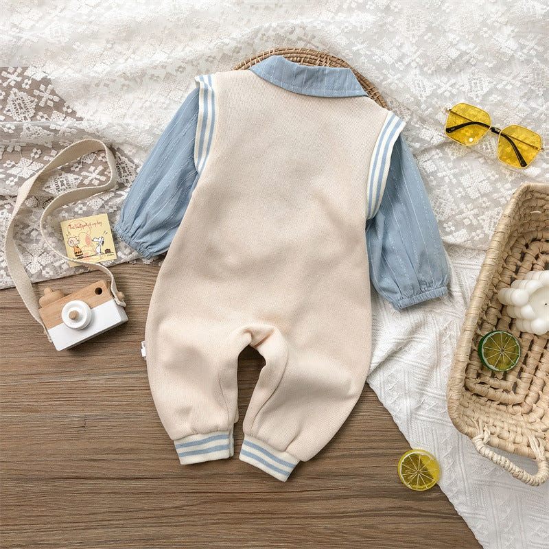 Autumn Baby One Month Old Jumpsuit Baby Boy Korean Style Long Sleeve - Autumn Baby Boy Korean Style Long Sleeve Jumpsuit