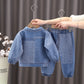 Autumn Children’s Jeans Cardigan Pants T-shirt Suit - Autumn Jeans Cardigan Pants Set for Tiny Trendsetters