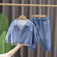 Autumn Children’s Jeans Cardigan Pants T-shirt Suit - Autumn Jeans Cardigan Pants Set for Tiny Trendsetters