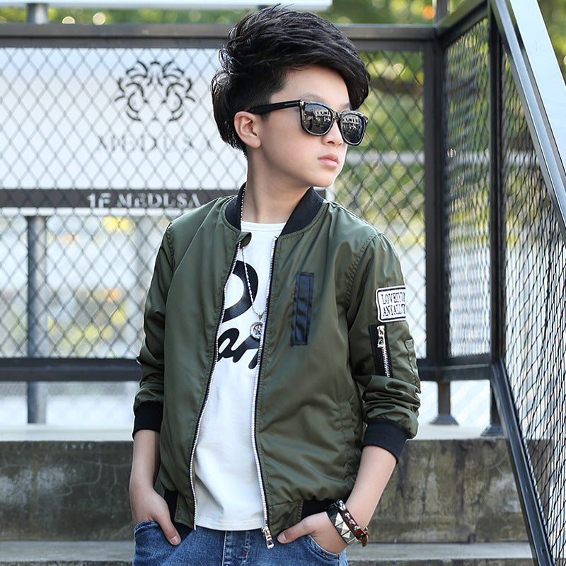 Autumn Korean Version Medium Short Jacket in Green and Navy Blue Sizes 120-170cm - Teleplus autumn korean version