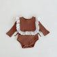 Autumn Solid Triangle Baby Solid Bodysuit - Autumn Triangle Baby Bodysuit in Cotton Fabric