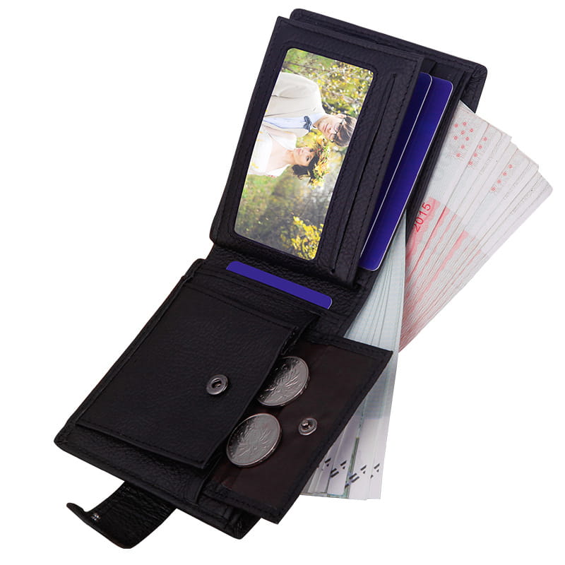 Leather Cowhide Wallet with Multiple Compartments for United States and CHF