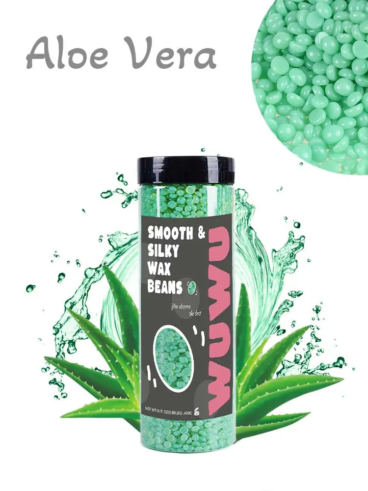 WUWUVISTA Hard Wax Beads 14.11oz Bottle Wax Beans Hair Removal Waxing For Wax Heater Painless Beans For All Hair Types