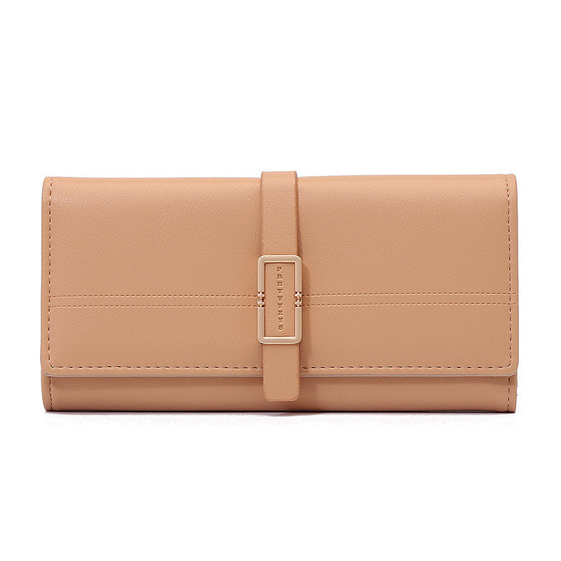 Long Metal Buckle Simple Tri-fold Clutch - Long Metal Buckle Clutch for Fashionably Forgetful