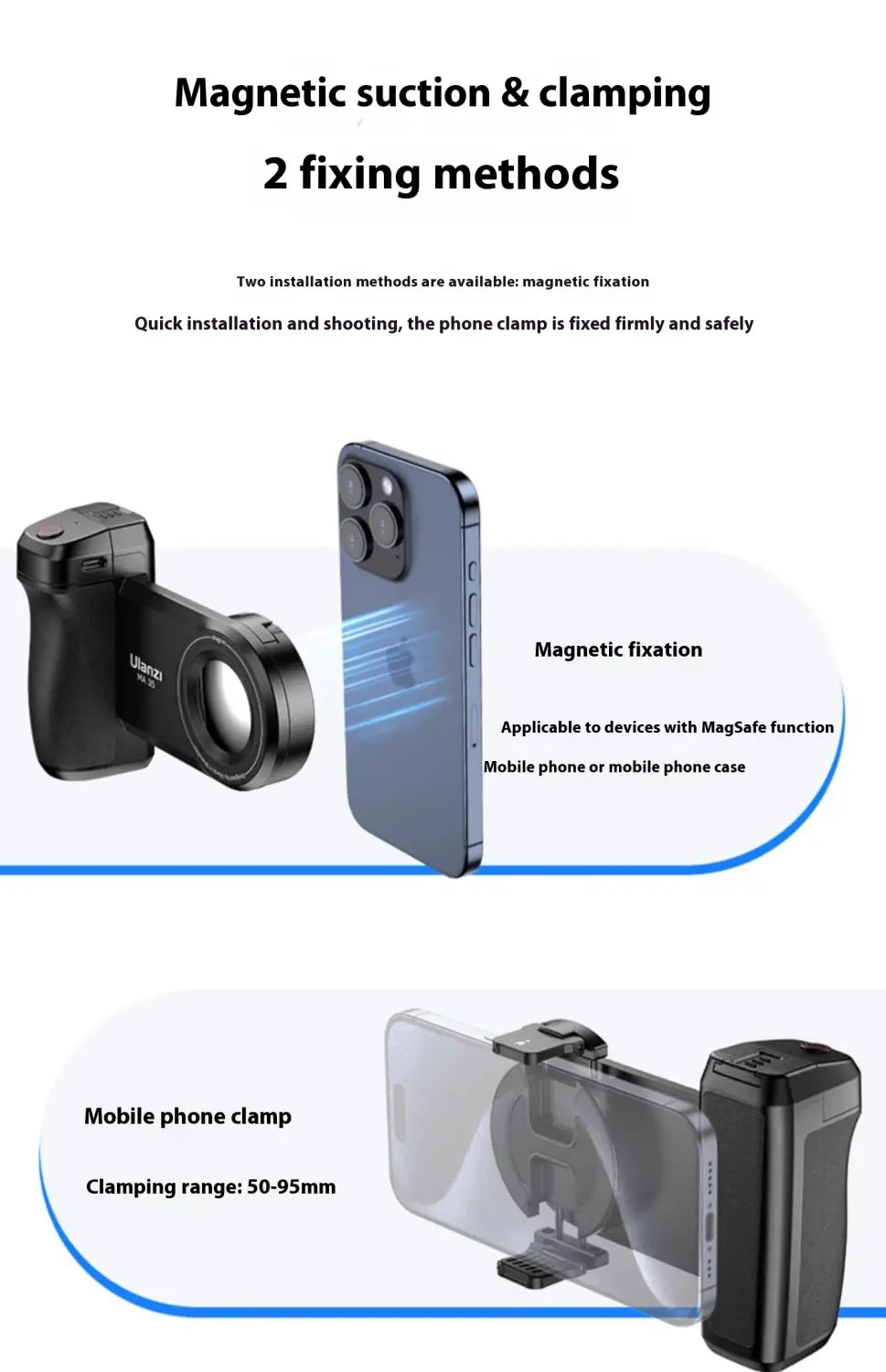 Magnetic Assisted Camera Light for Mobile Phones Bluetooth Mount