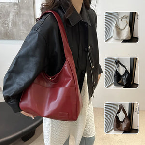 Borsa hobo vintage da donna in PU pelle, borsa a spalla casual, grande capacità, borsa tote retro, borsa morbida da sottobraccio, borsa autunno inverno 