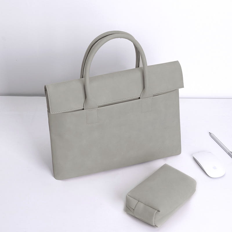 Vattentät pu läder ryggsäck med liten påse ljusgrå silverrosa