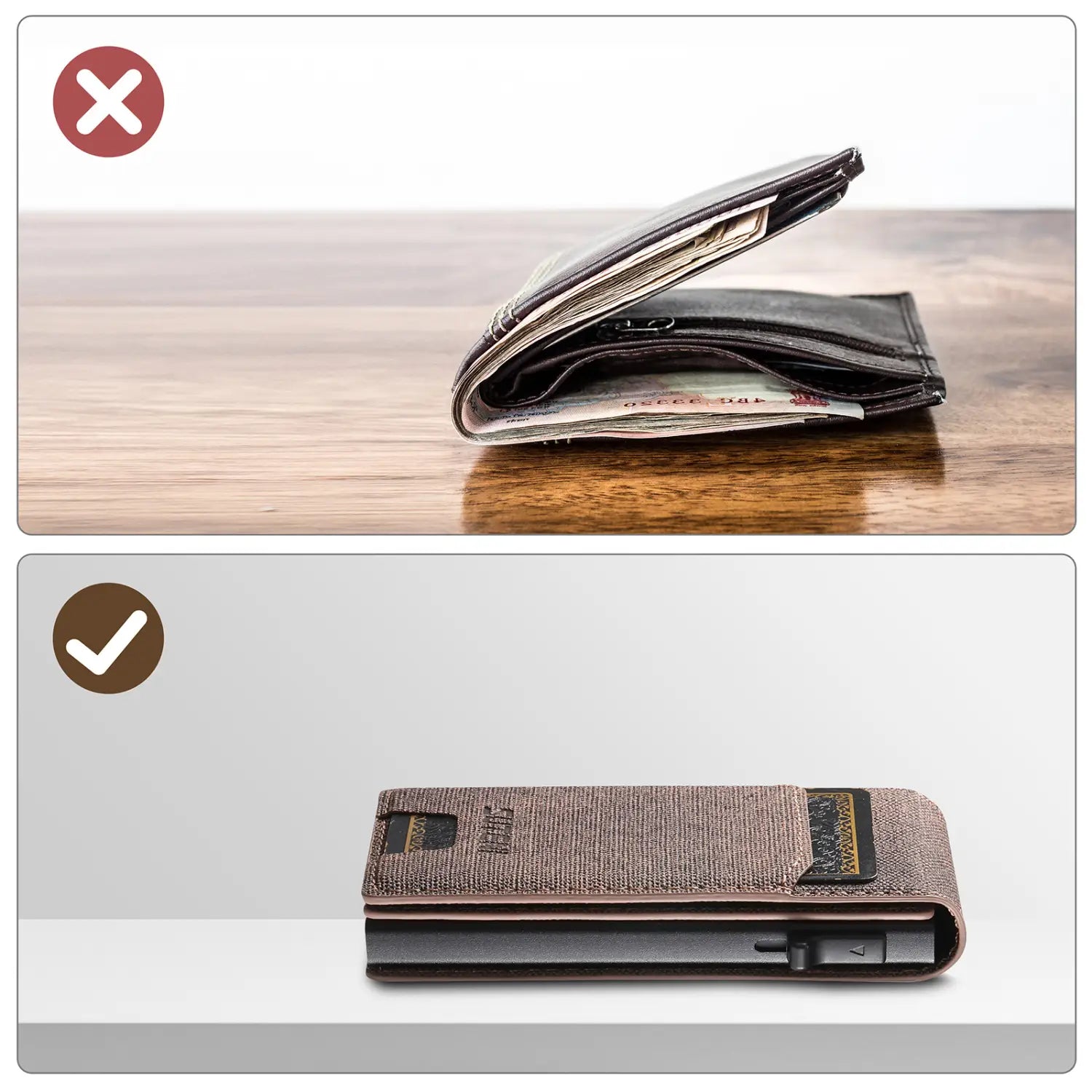 Portefeuille de carte kh2nz portefeuille rétro en cuir magnétique slim bifold pour hommes femmes