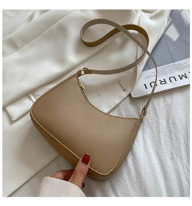 PU Leather Shoulder Bag Medium Size Lightweight Untined Multi-Color Purse