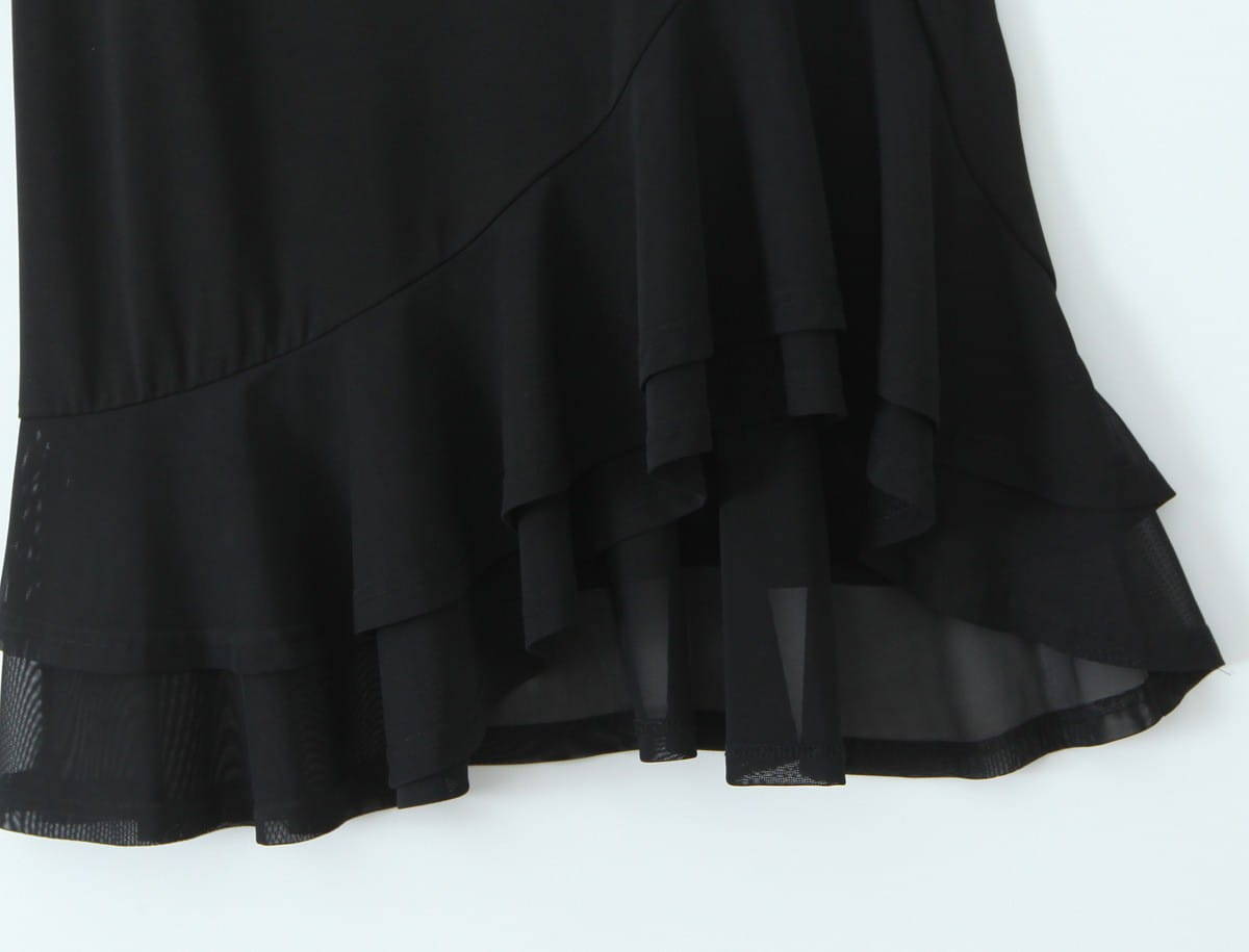 Abito gonna in poliestere nero con stile imbrattato per donne