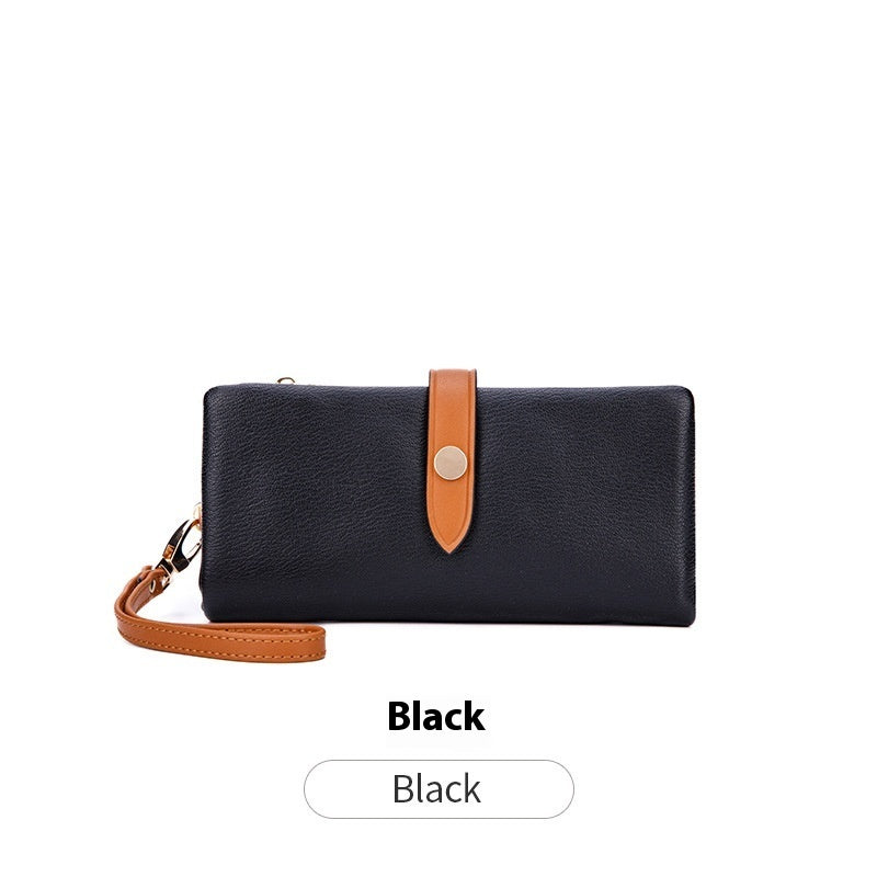 Women’s Wallet Contrast Color Hasp Long Zipper Multi-functional Simple Fashion Clutch