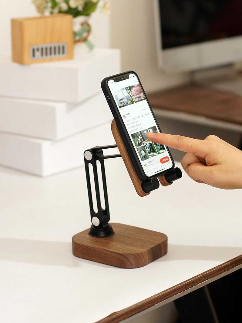 Black Walnut Aluminum Alloy Foldable Wireless Charging Bracket - Charge in Style with Black Walnut Wireless Bracket