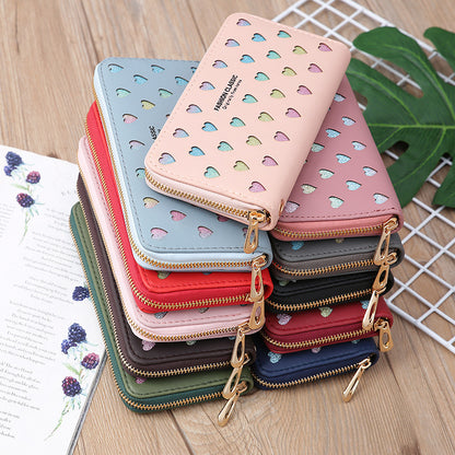 Wallet Long Letter Card Holder Hollow Heart Glittering Powder - Glittering Heart Wallets for the Stylishly Confused