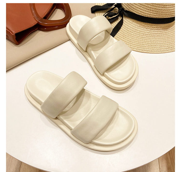 Black Sheepskin Flat Heel Slippers with Rubber Foam Sole