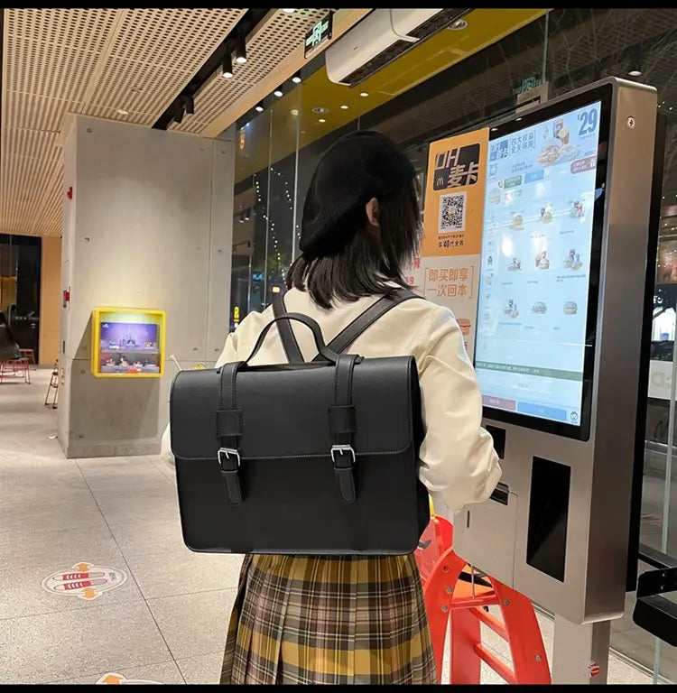 Large Capacity Backpack Korean Retro with Polyester Lining and Sandwich Pocket